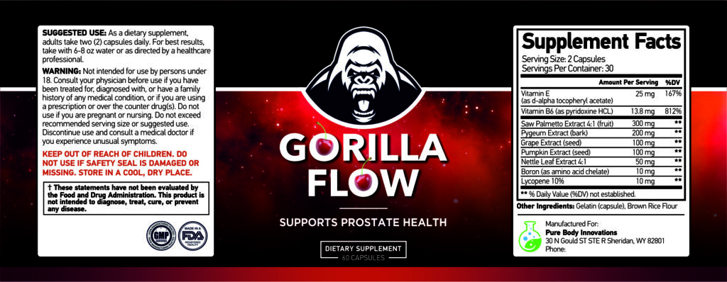 Best Prostate Supplements Comparison Gorilla flow label